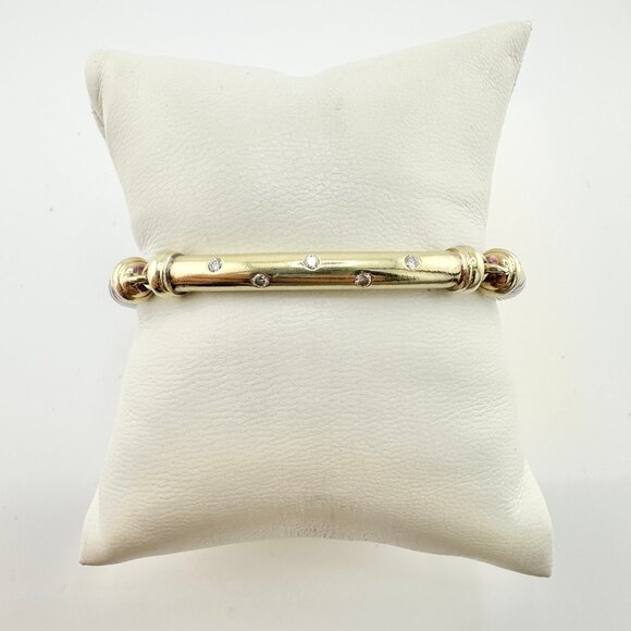 David Yurman Metro Cable Bracelet w/ 14K Yellow Gold & White Diamonds - Medium - Picture 1 of 10